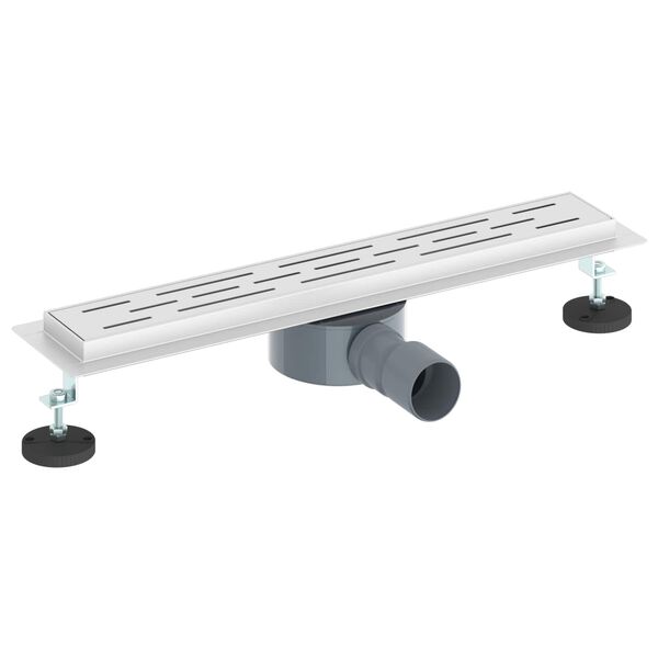 vidaXL Душов дренаж с стъклен капак и 360&deg; сифона Сребрист 50 cm