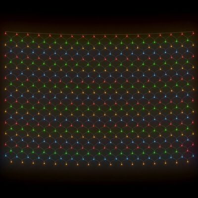 vidaXL Коледна светеща мрежа цветна 3x2 м 204 LED за закрито/открито