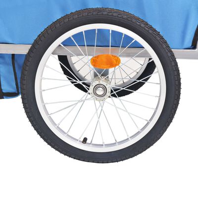 vidaXL Ремарке за велосипед, сиво и синьо, 30 кг