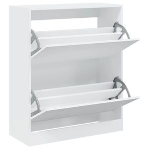 vidaXL Шкаф за обувки, бял, 80x34x96,5 см, инженерно дърво