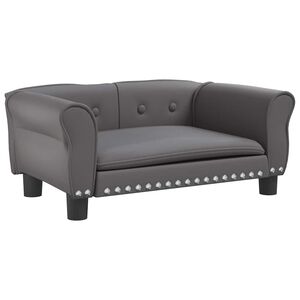 vidaXL Кучешко легло, сиво, 70x45x30 см, изкуствена кожа