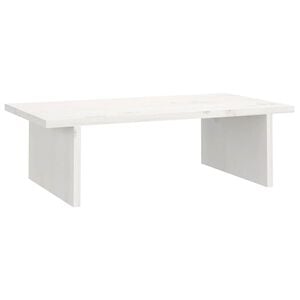 vidaXL Поставка за монитор, бяла, 50x27x15 см, бор масив