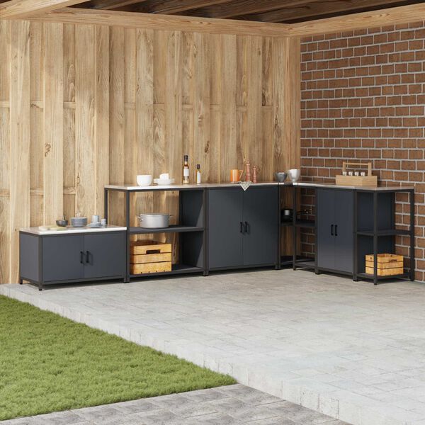 vidaXL Съхранение в кухнята с рафт Сребрист 60 x 50 x 92 см Стомана