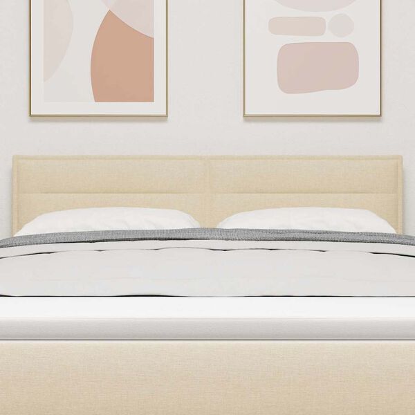 vidaXL LED глава С LED лентисти светлини с таблото Крем 160 cm текстил