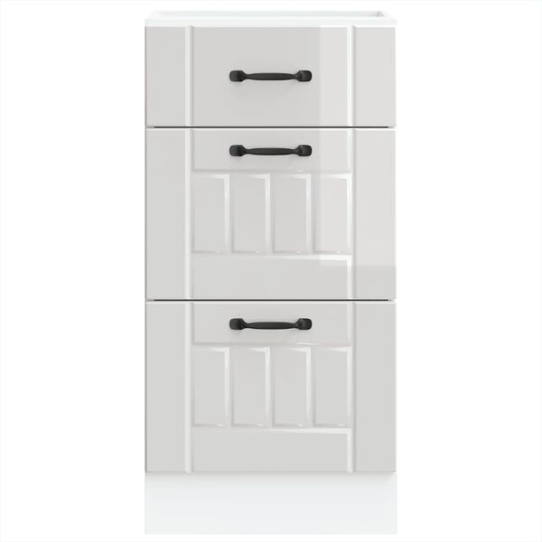 vidaXL Кухненски шкаф "Lucca" с висок гланц, бяло, инженерно дърво