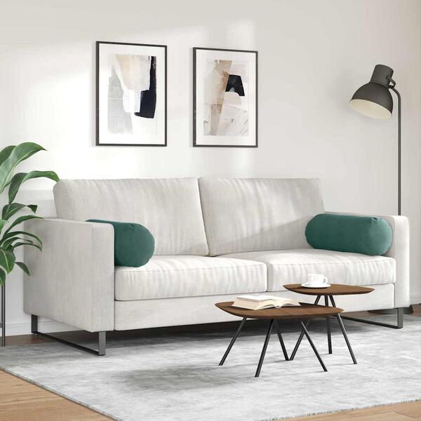 vidaXL Възглавници валяци 2 pcs Тъмен зелен &Oslash; 25 x 70 см