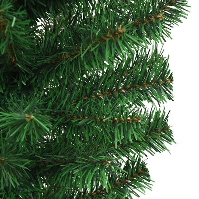 vidaXL Обърната изкуствена коледна елха със стойка, зелена, 150 см