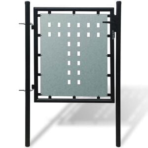 vidaXL Черна оградна порта с единична врата 100x75 см