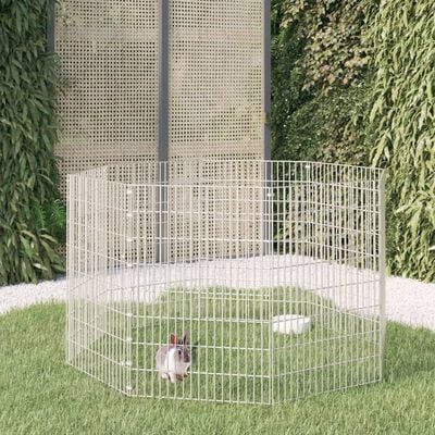 vidaXL Клетка за зайци, 8 панела, 54x80 см, поцинковано желязо