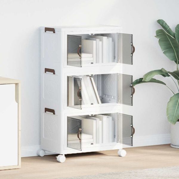 vidaXL Кутия за съхранение с колела на 3 нива 28 L 48,5x29,5x86 cm