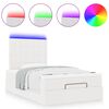 vidaXL Османска легло с матрак&LED, бяло, 120x190 см, изкуствена кожа