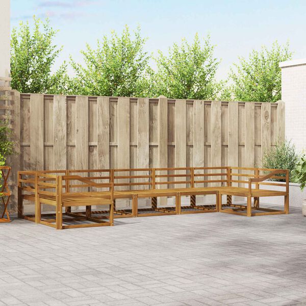 vidaXL Комплект дивани за открито 7 pcs Естествен