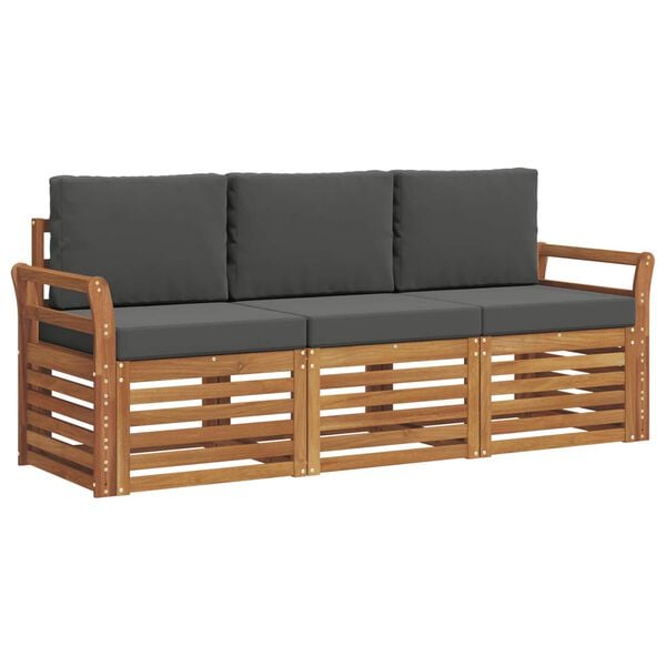 vidaXL Комплекти дивани с възглавница 3 pcs Натурален и Антрацит