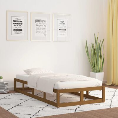 vidaXL Рамка за легло, меденокафява, 90x200 см, масивно дърво