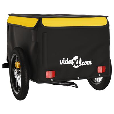 vidaXL Ремарке за велосипед, черно и жълто, 30 кг, желязо