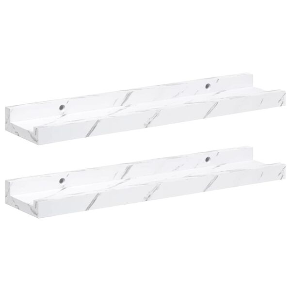 vidaXL Стенен рафт 2 pcs Бял мрамор 40 x 9 x 3 cm Инженерно дърво