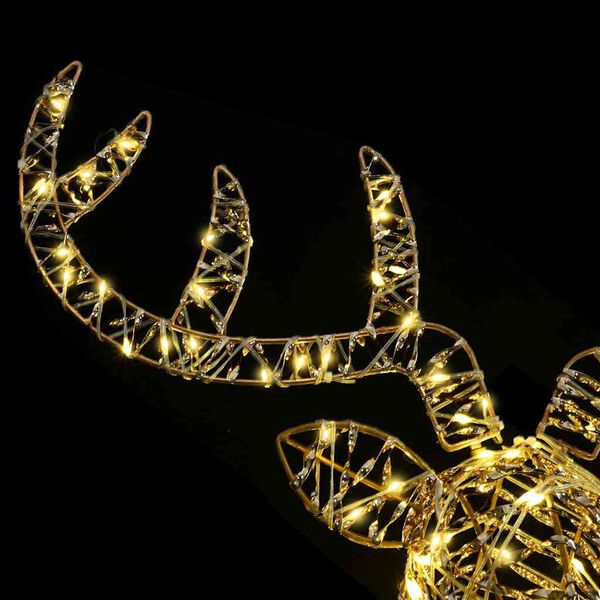 vidaXL Дядо Коледа, който дърпа шейна Топло бяло 60 cm Ратан