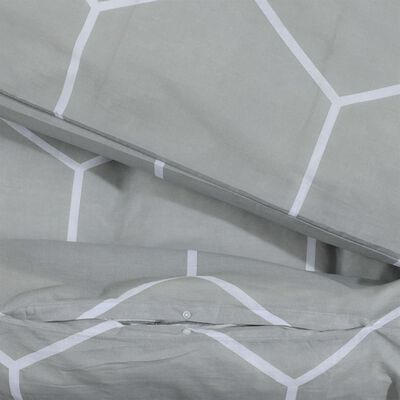 vidaXL Комплект спално бельо, сив, 260x220 см, памук