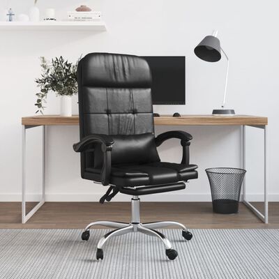 vidaXL Масажен наклоняем офис стол, черен, изкуствена кожа