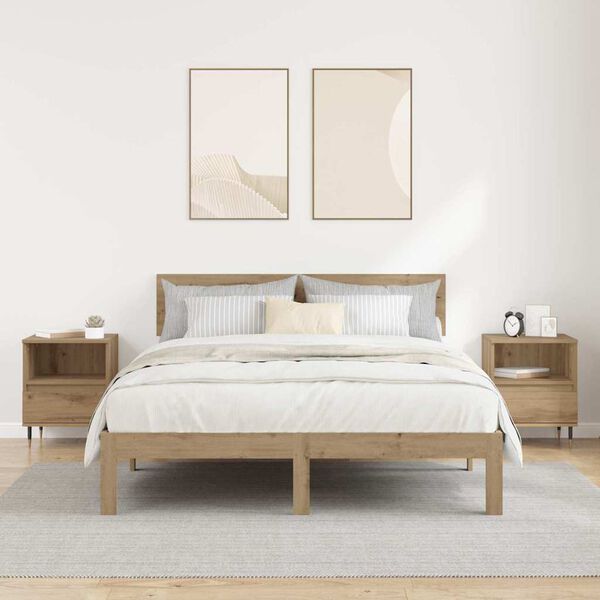 vidaXL Нощен шкаф с чекмедже 2 pcs Дъб 40 x 35 x 50 см Инженерно дърво