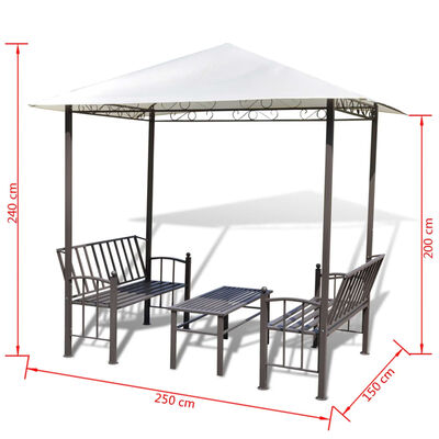 vidaXL Градинска шатра с маса и пейки, 2,5x1,5x2,4 м