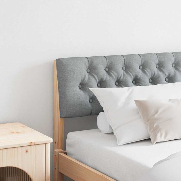 vidaXL Тапицирана табла Светлосиво 200 cm Солидно борово дърво