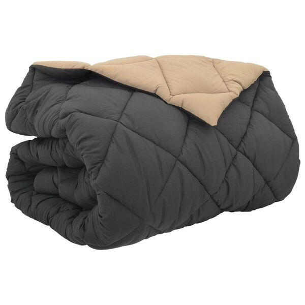 vidaXL Зимен юрган Антрацит и таупе 240 х 260 см Микрофибър