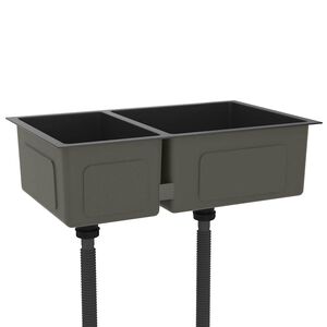 vidaXL Кухненска мивка, черна, неръждаема стомана