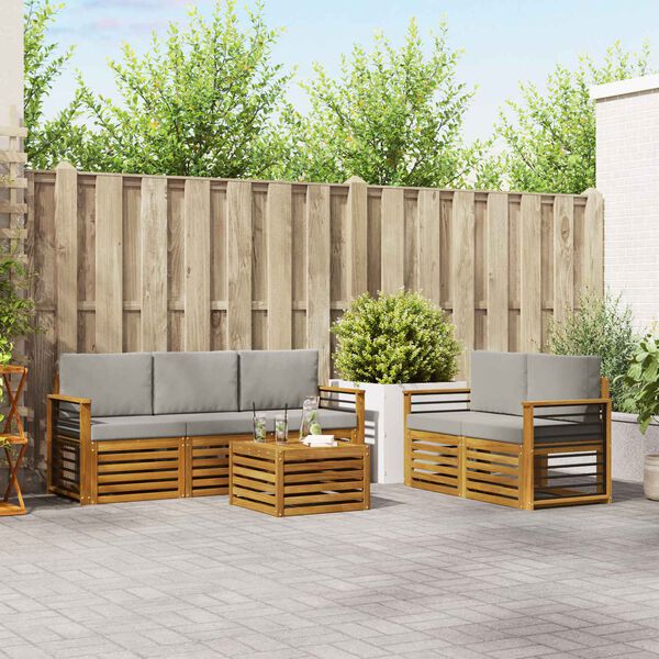 vidaXL Комплекти дивани с възглавница 6 pcs Естествено и светло сиво