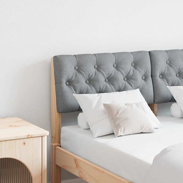 vidaXL Тапицирана табла Светлосиво 120 cm Солидно борово дърво