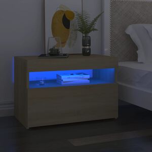 vidaXL Нощно шкафче с LED сонома дъб 60x35x40 см инженерно дърво
