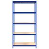 vidaXL Стелаж с 5 рафта, сини, стомана и инженерно дърво