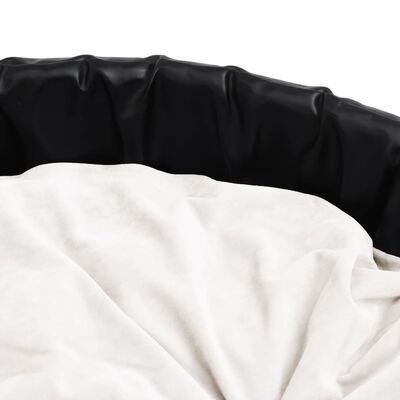 vidaXL Кучешко легло черно и бежово 99x89x21 см плюш и изкуствена кожа