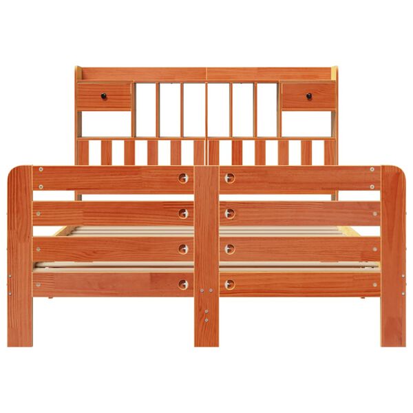 vidaXL Легло с етажерка за книги, без матрак, 150x200 см, бор масив