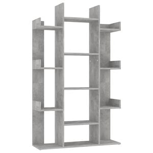 vidaXL Шкаф библиотека, бетонно сив, 86x25,5x140 см, инженерно дърво