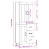 vidaXL Висок шкаф, опушен дъб, 69,5x34x180 см, инженерно дърво
