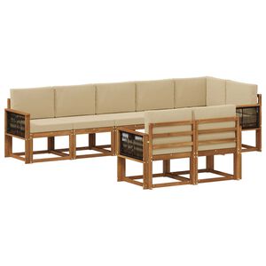 vidaXL Комплект дивани за открито 8 pcs Натурален и Бежов Полиестер