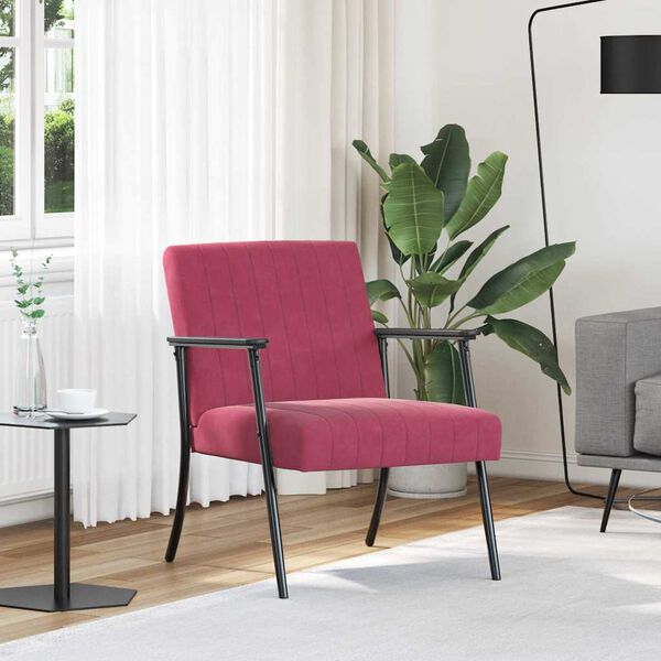 vidaXL фотьойл Виненочервен 59 x 75 x 78 см Кадифе