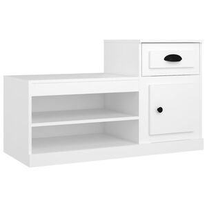 vidaXL Шкаф за обувки, бял, 100x42x60 см, инженерно дърво