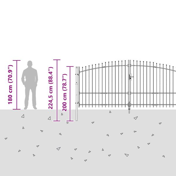 vidaXL Градинска порта, стомана, 2x4 м, черна