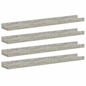 vidaXL Стенни рафтове, 4 бр, бетонно сиви, 60x9x3 см