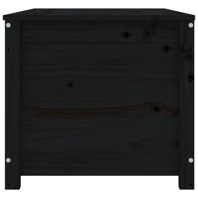 vidaXL Кутия за съхранение, черен, 110x50x45,5 см, борово дърво масив