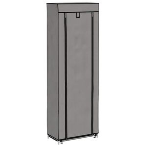 vidaXL Шкаф за обувки с покривало, сив, 57x29x162 см, плат
