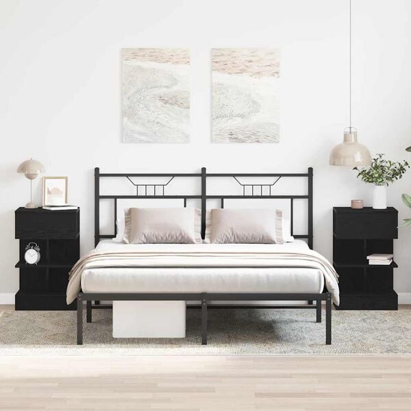 vidaXL Нощен шкаф 2 pcs Черния дъб 40 x 35 x 65 см Инженерно дърво