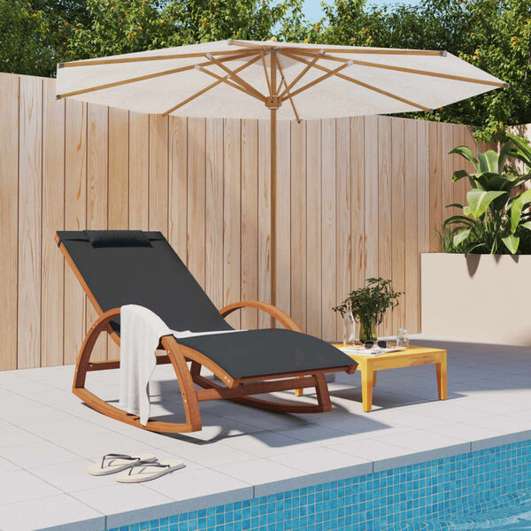 vidaXL Люлеещ се стол сив текстилен и масивно дърво топола