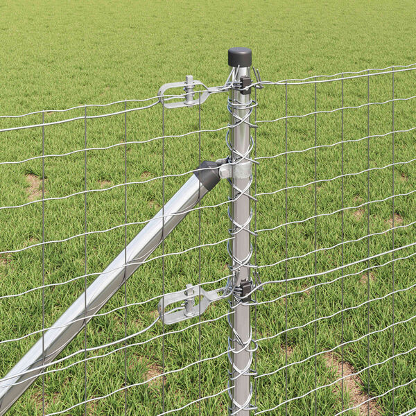 vidaXL Стълб за ограда. Друг 52 pcs Сив 3,2 x 3,2 x 80 см Стомана