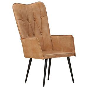 vidaXL Wingback стол, кафяв, канава