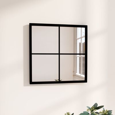 vidaXL Огледало за стена, черно, 40х40 см, метал