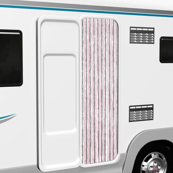 vidaXL Ресни за врата против мухи, сиво и розово, 56x185 см, шенил