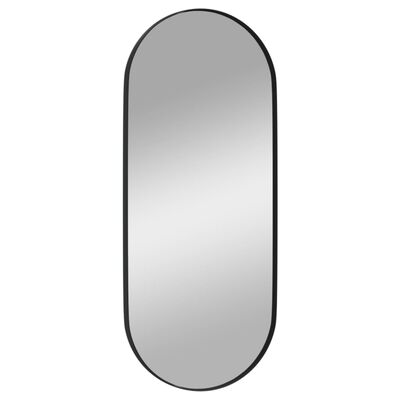 vidaXL Стенно огледало, черно, 25x60 см, овално